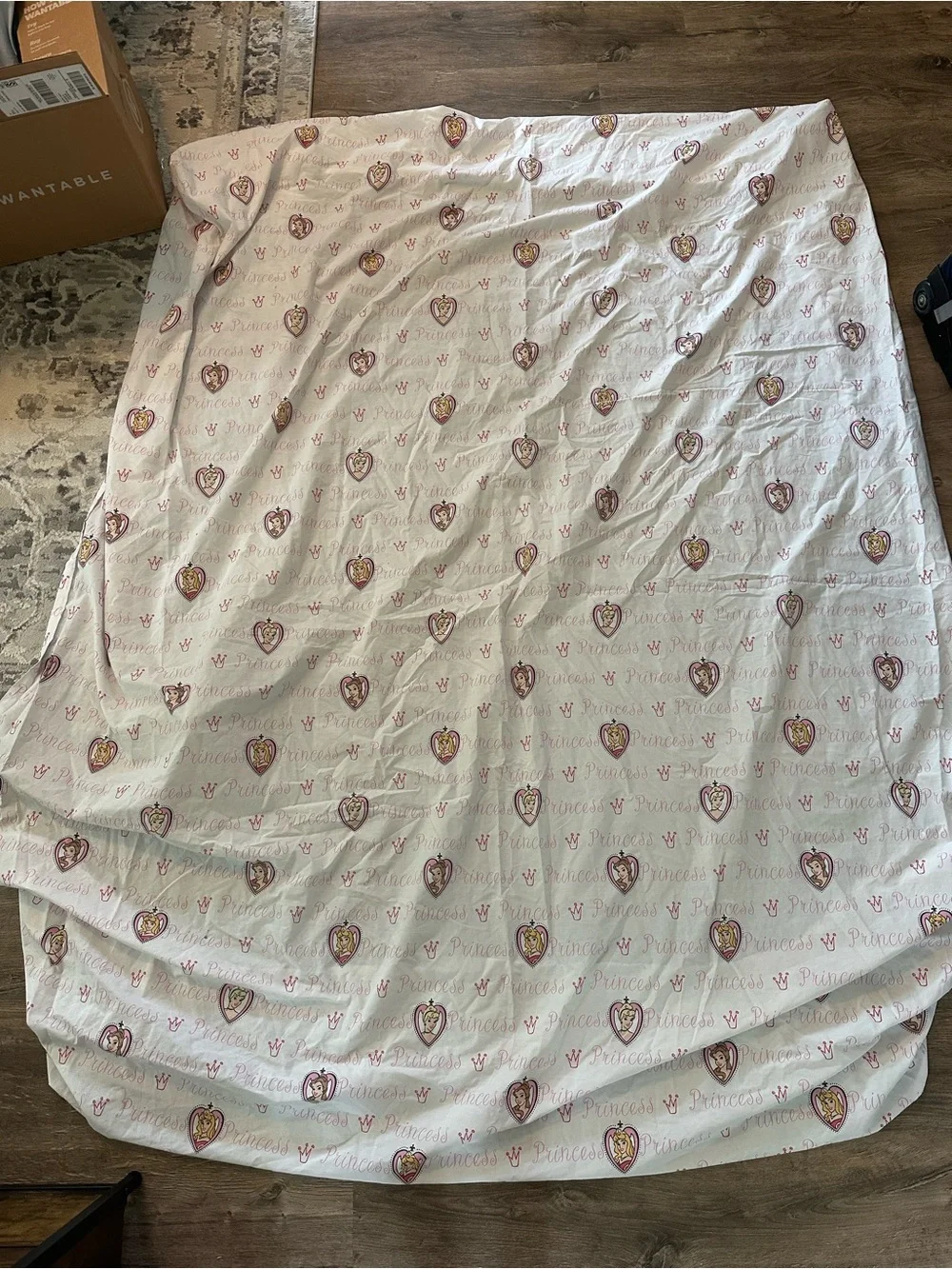 Disney Princess Print Pink White Bedding Set - Fitted & Flat Sheet